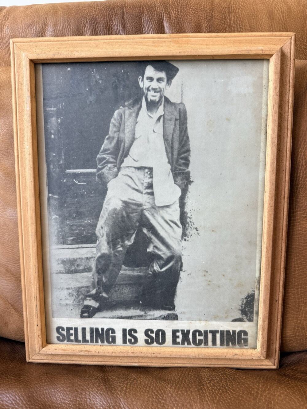 Vintage Framed Novelty Print Selling Is So Exciting Hobo 1960s
